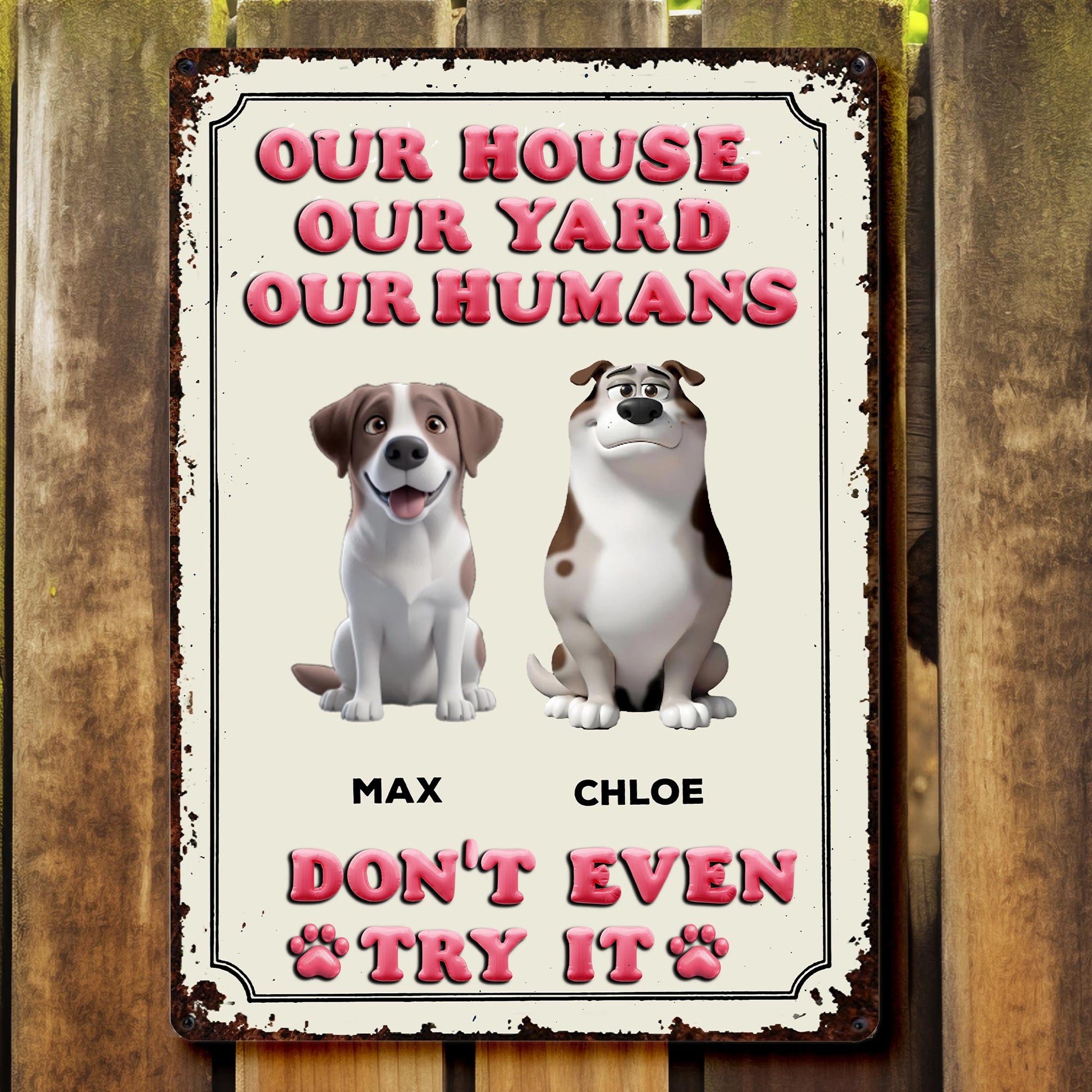 Our House Our Yard Our Humans Don't Even Try It, Dogs and Paw Print