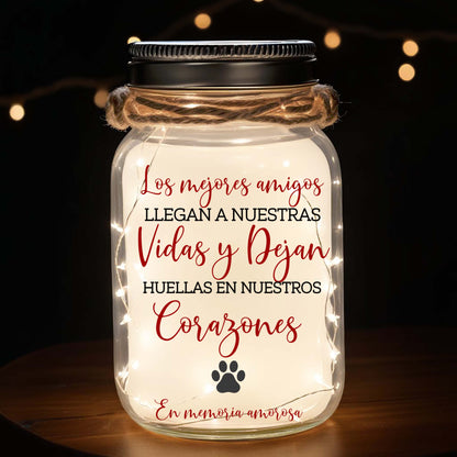Huellas En Nuestros Corazones - Lumière de pot Mason personnalisée personnalisée - PET012_JARL