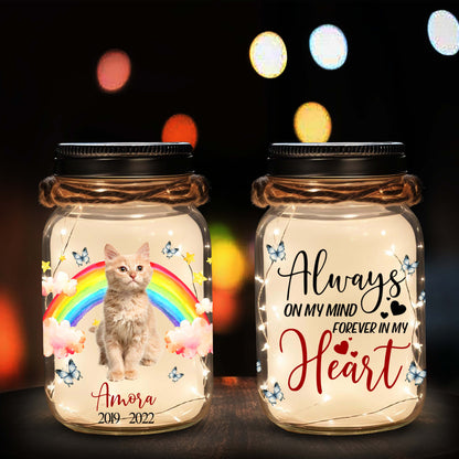 Siempre en mi mente, por siempre en mi corazón - Lámpara de tarro de albañil personalizada - PET014_JARL