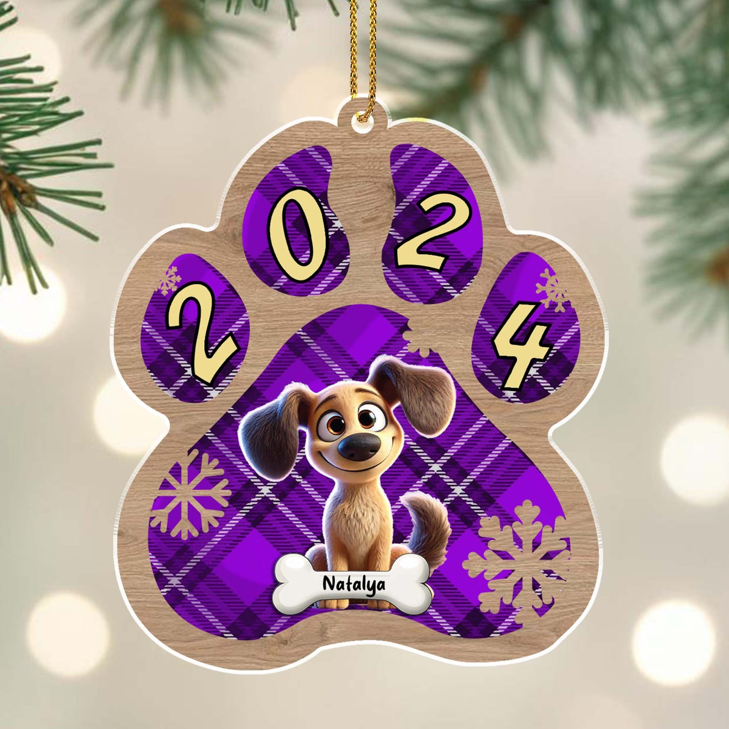 Pattes et amour s'illuminent à chaque Noël – Décoration acrylique personnalisée, cadeau de Noël – PET023_ACO
