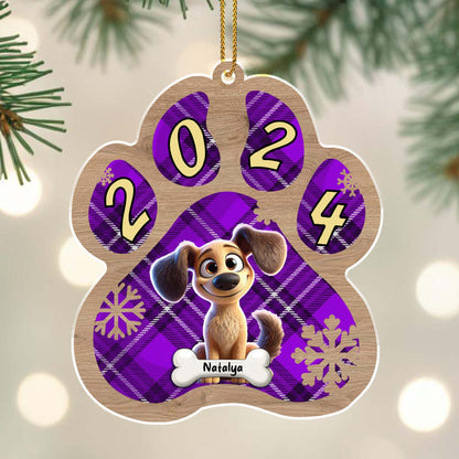 Pattes et amour s'illuminent à chaque Noël – Décoration acrylique personnalisée, cadeau de Noël – PET023_ACO