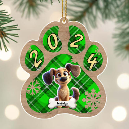 Pattes et amour s'illuminent à chaque Noël – Décoration acrylique personnalisée, cadeau de Noël – PET023_ACO