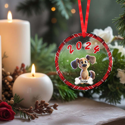 Décoration pour animal de compagnie – Ornement en verre rond personnalisé – PET023_CGOR 