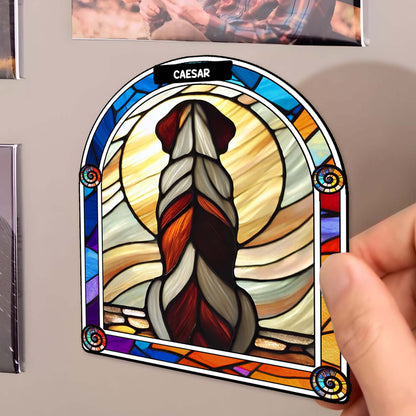 Stained Glass Dog Sunset View Magnet
