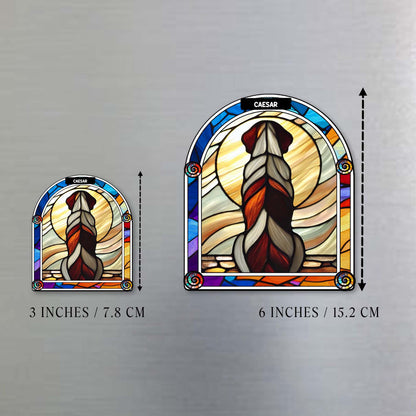 Stained Glass Dog Sunset View Magnet