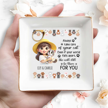 Always Take Care Of Your Cat Custom Jewelry Dish