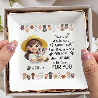 Always Take Care Of Your Cat Custom Jewelry Dish