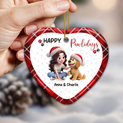Happy Pawlidays Heart Ornament