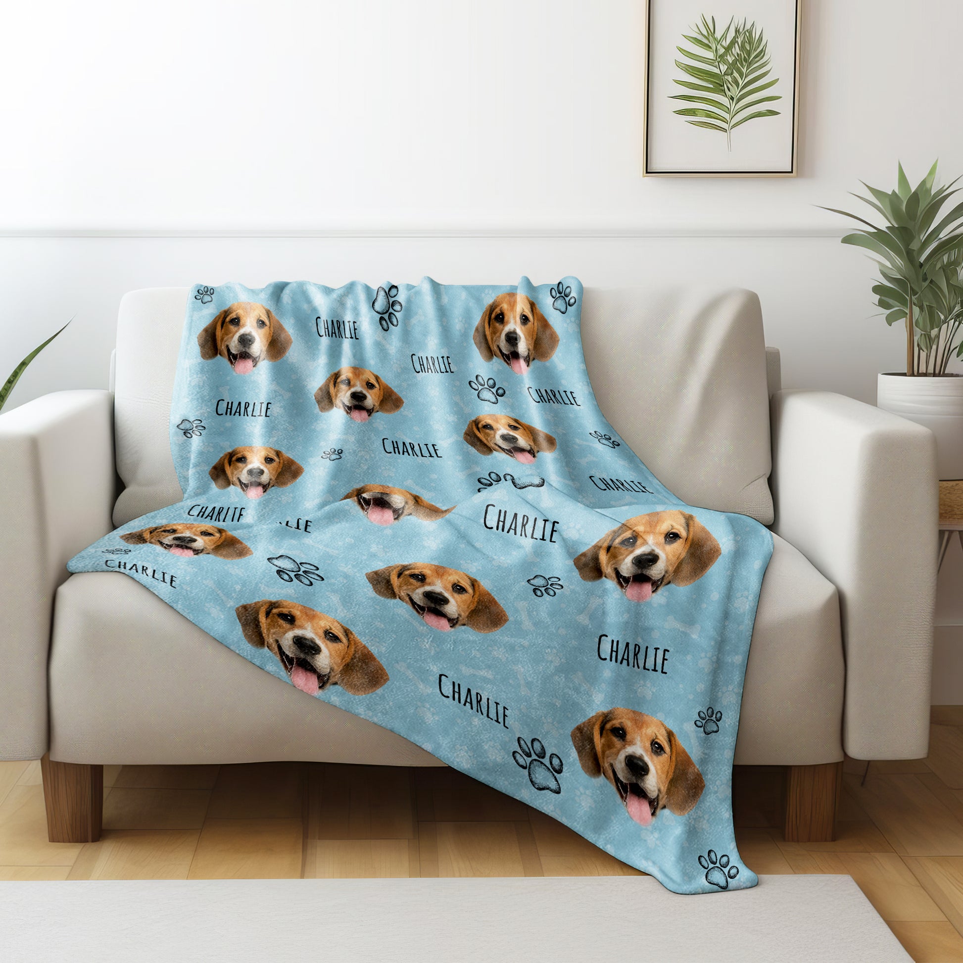 Joyful Dog Portraits And Paw Prints Blanket
