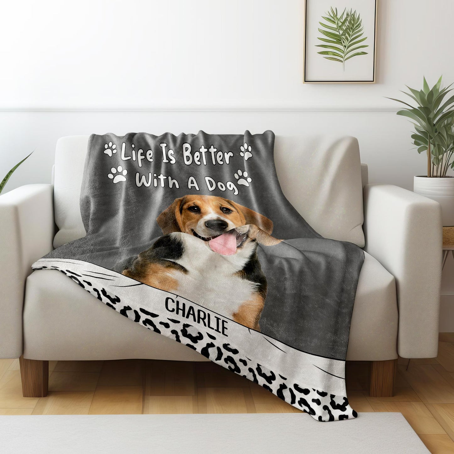 Life Is Better With A Dog Paw Prints Blanket