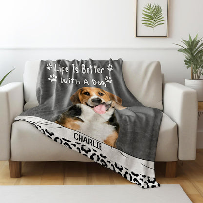 Life Is Better With A Dog Paw Prints Blanket