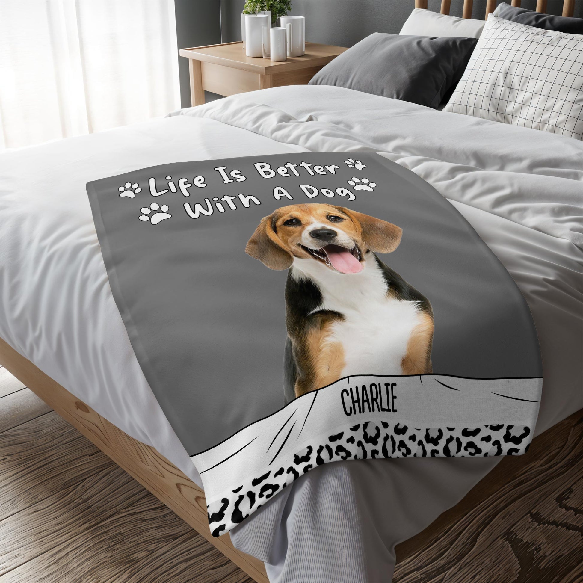 Life Is Better With A Dog Paw Prints Blanket