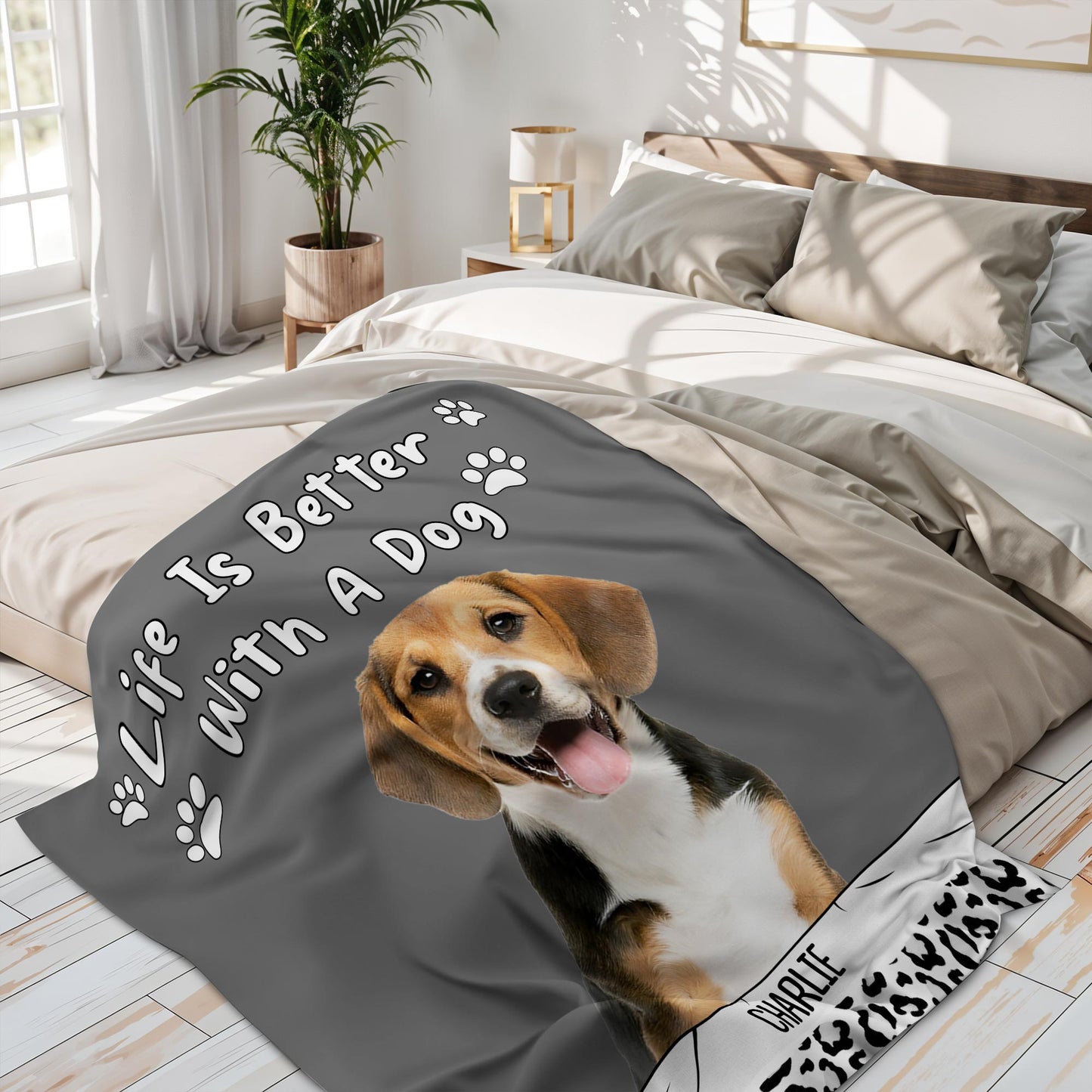 Life Is Better With A Dog Paw Prints Blanket