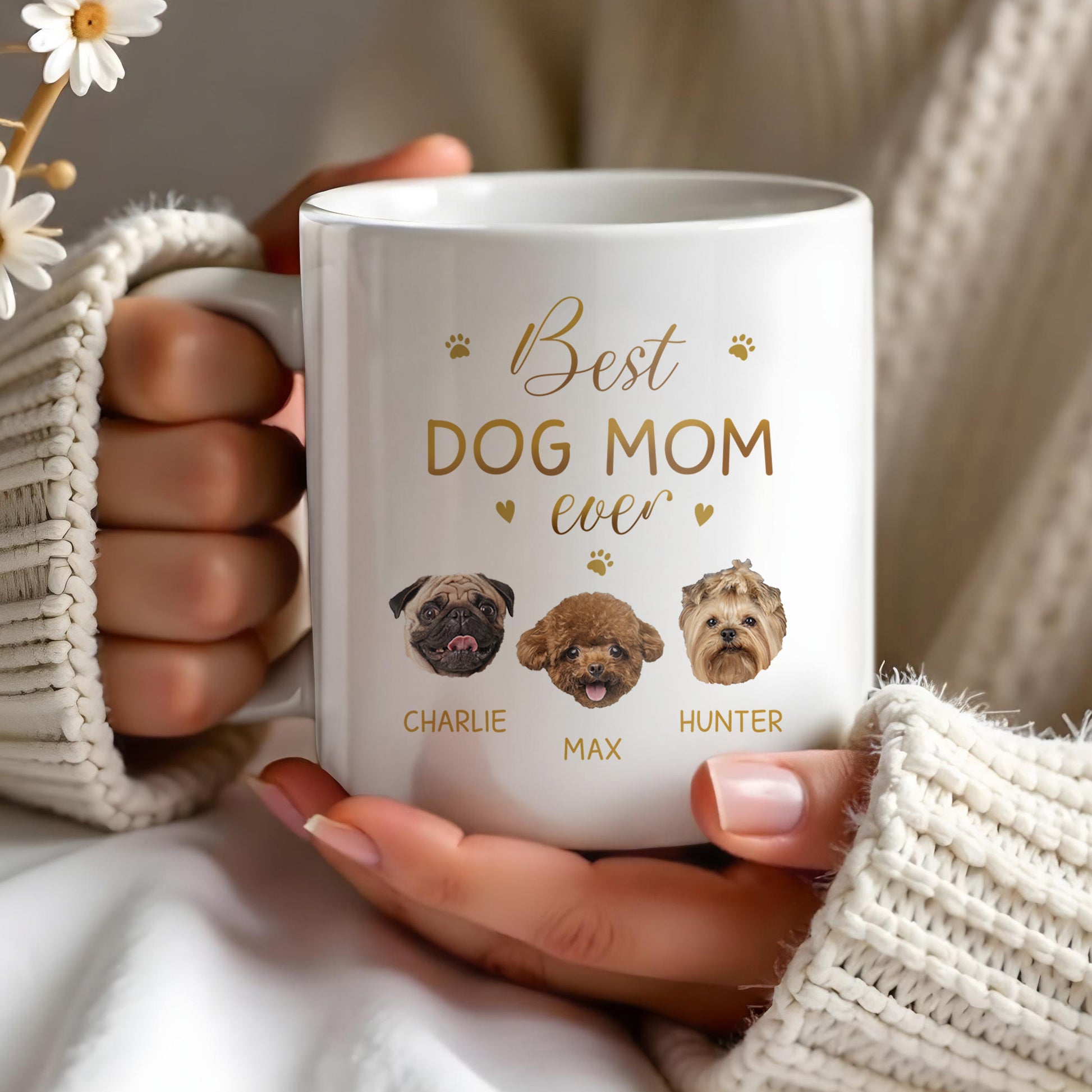 Best Dog Mom Ever With Cute Dog Faces And Paws