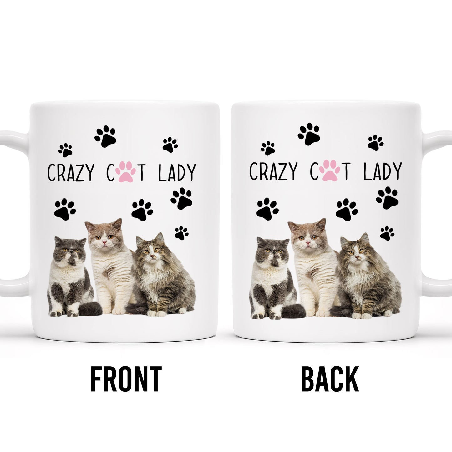 Crazy Cat Lady With Adorable Cats And Paw Prints