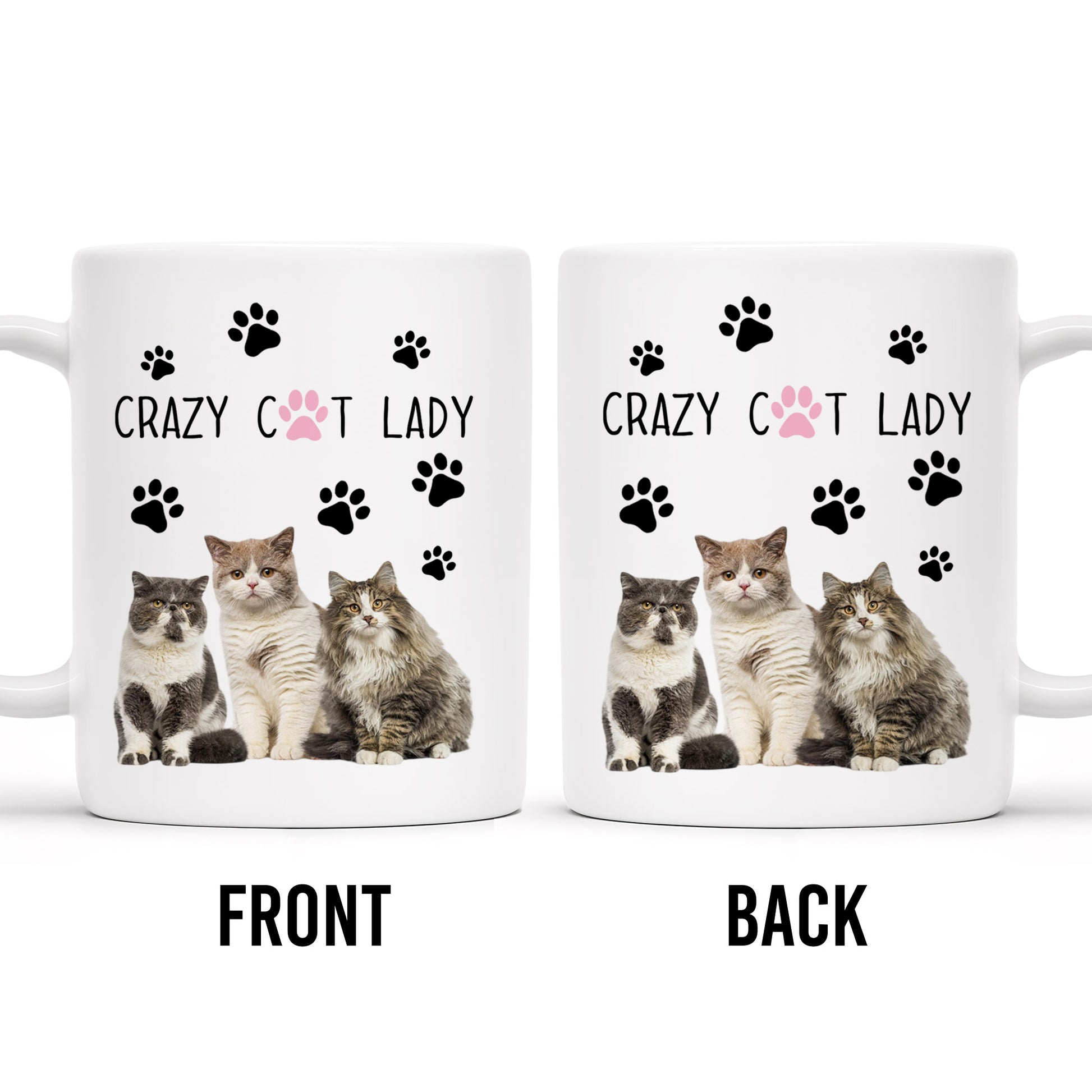 Crazy Cat Lady With Adorable Cats And Paw Prints