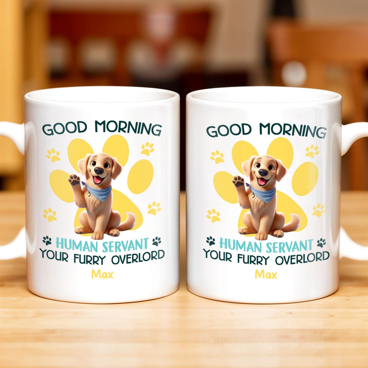 Good Morning Your Furry Overlord Dog Paw Prints Mug