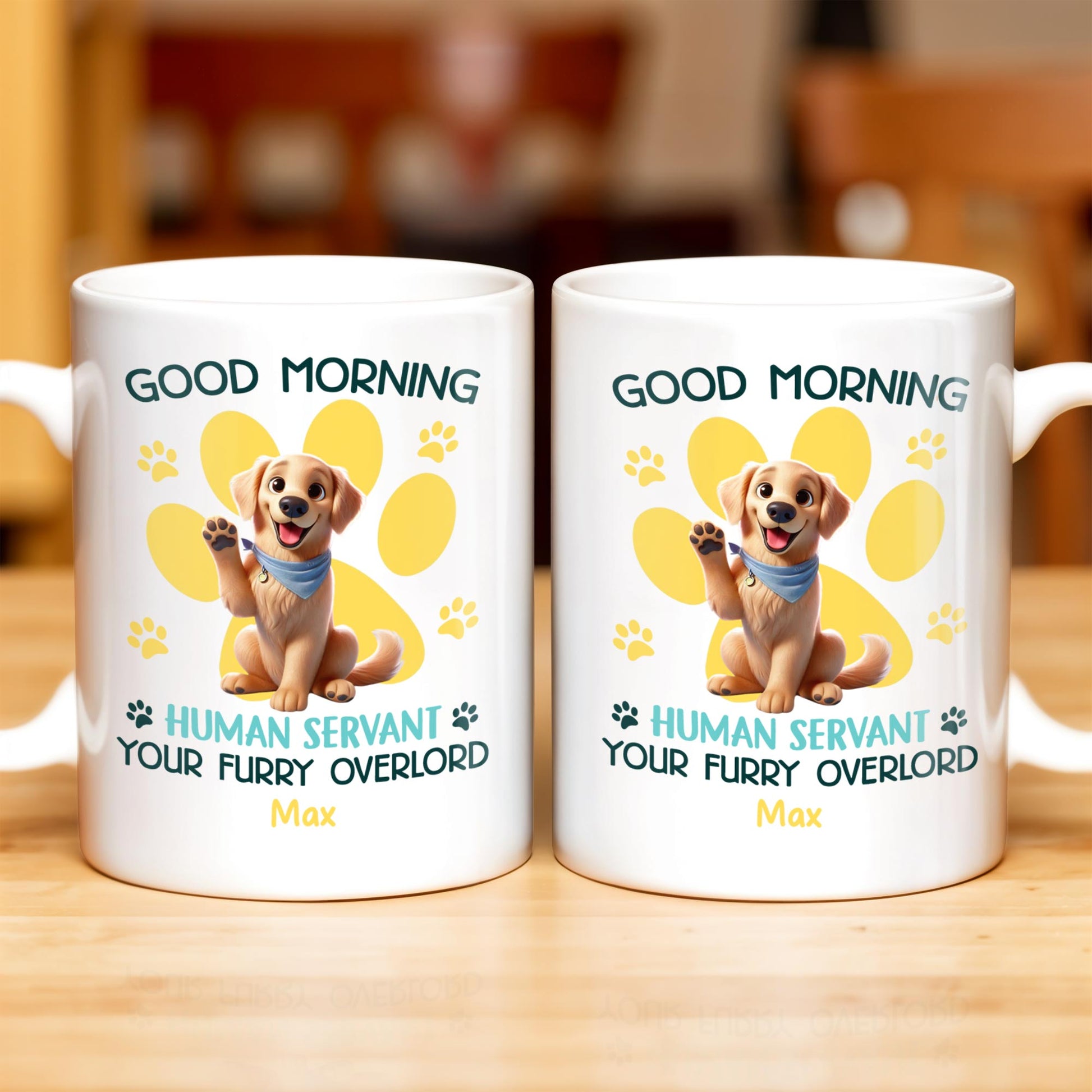 Good Morning Your Furry Overlord Dog Paw Prints Mug