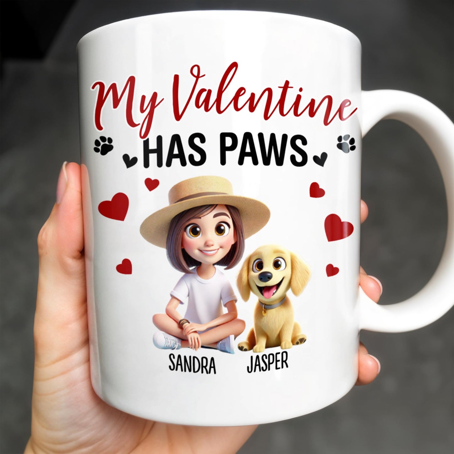 My Valentine Has Paws Featuring Girl And Dog