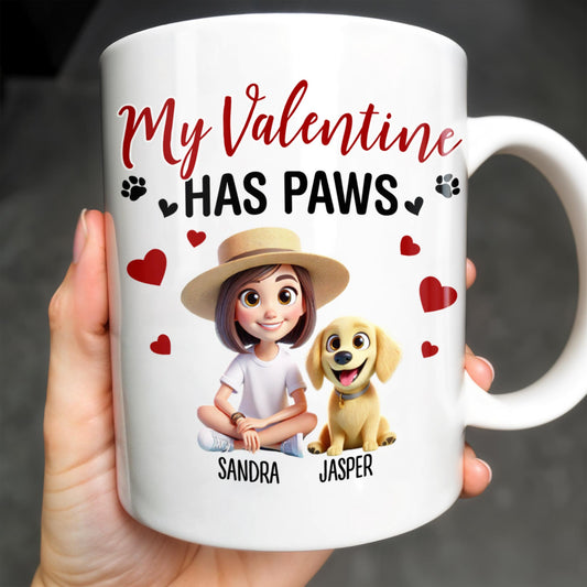 My Valentine Has Paws Featuring Girl And Dog