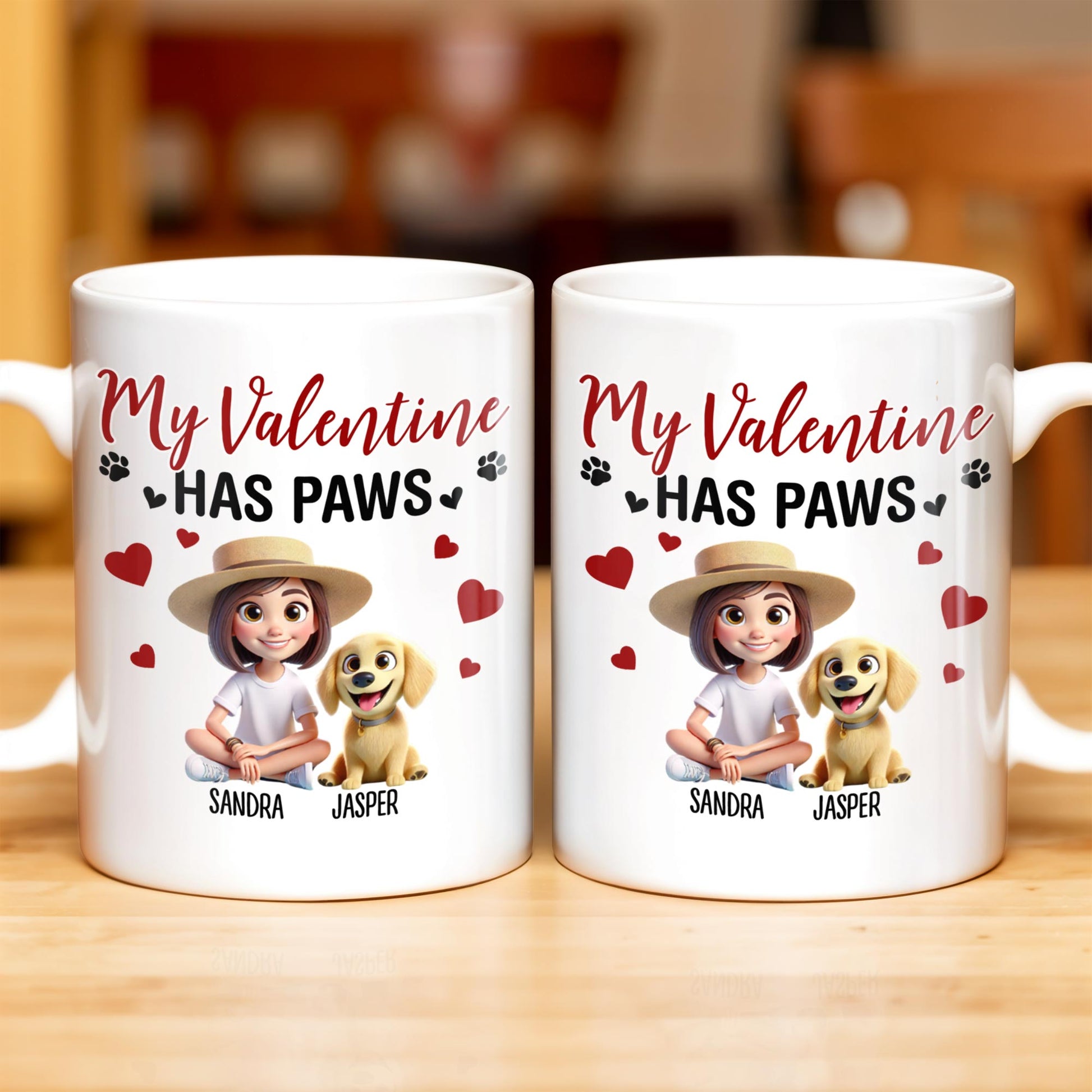 My Valentine Has Paws Featuring Girl And Dog