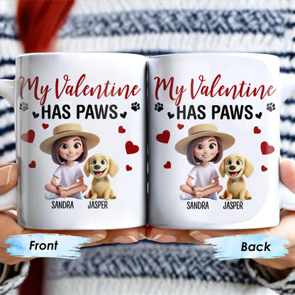 My Valentine Has Paws Featuring Girl And Dog