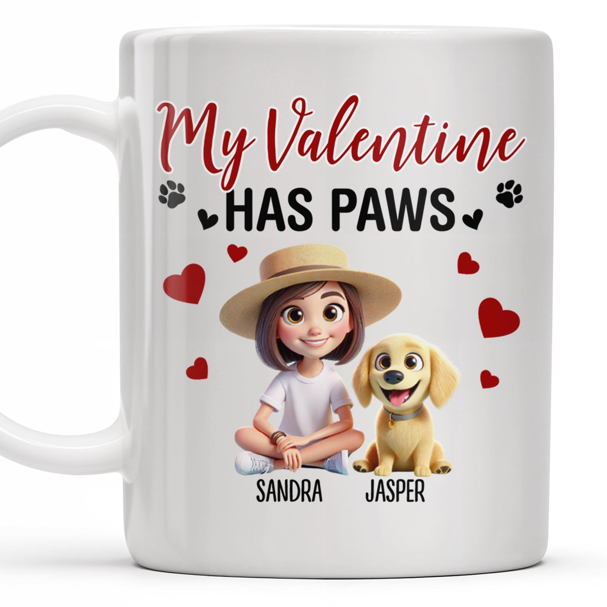 My Valentine Has Paws Featuring Girl And Dog