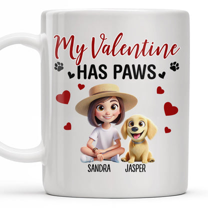 My Valentine Has Paws Featuring Girl And Dog