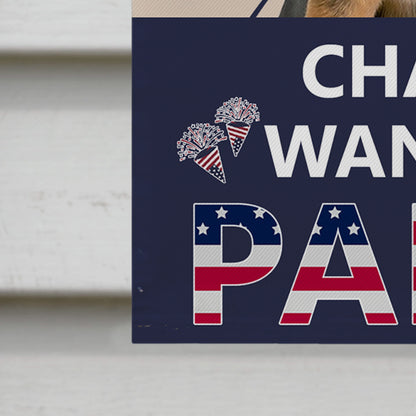 Charlie Wants To Party With American Flag And Paw Prints