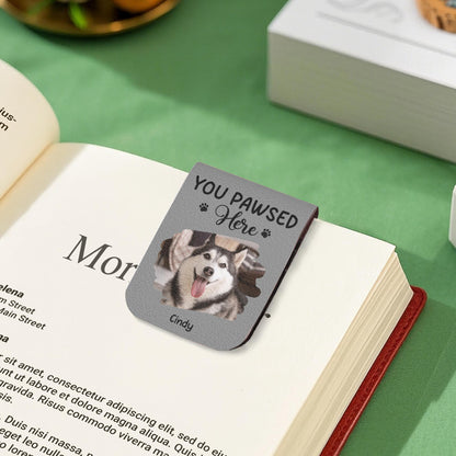 You Pawed Here, Bookmark With Dog and Paws - Personalized Custom Leather Bookmark - PET117_LBMARK