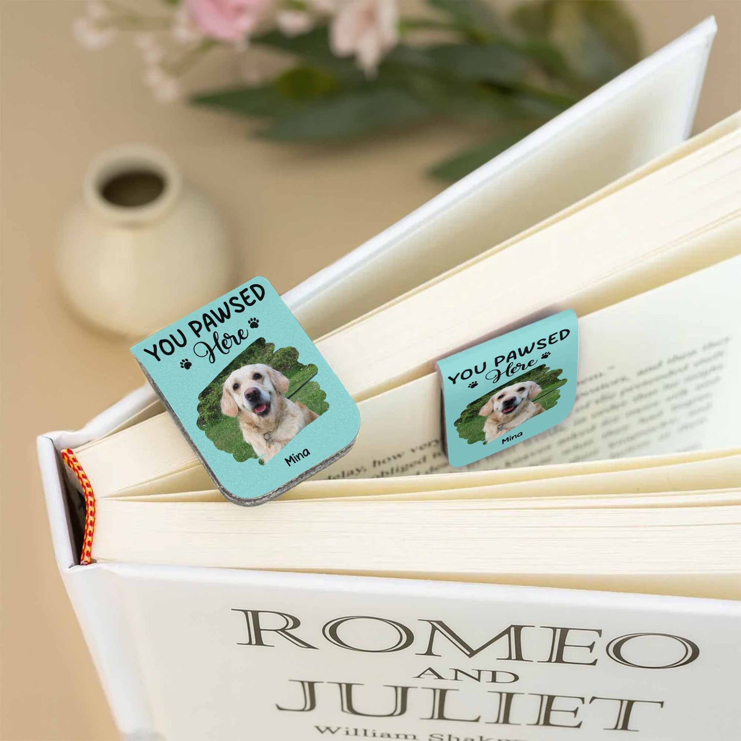 You Pawed Here, Bookmark With Dog and Paws - Personalized Custom Leather Bookmark - PET117_LBMARK