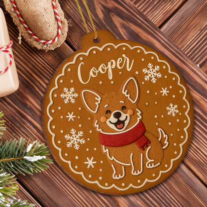 Cheerful Dog With Festive Scarf And Snowflakes