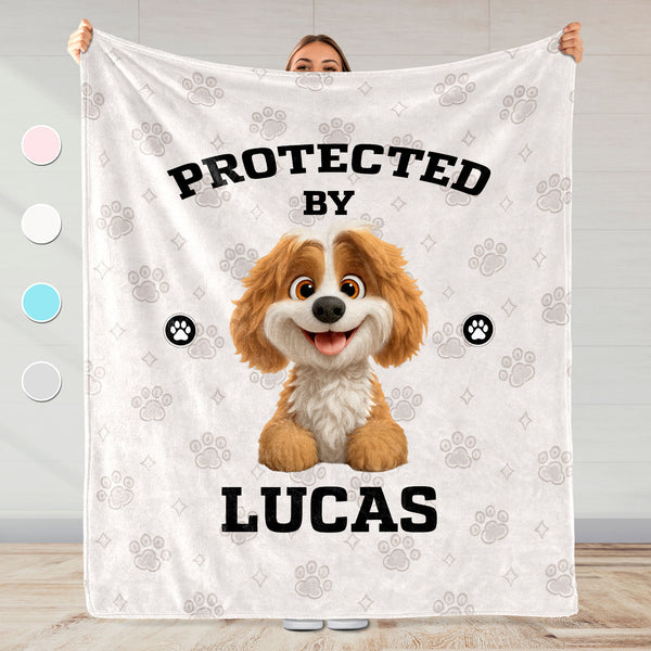 Protected By, Cute Dog And Paw Prints