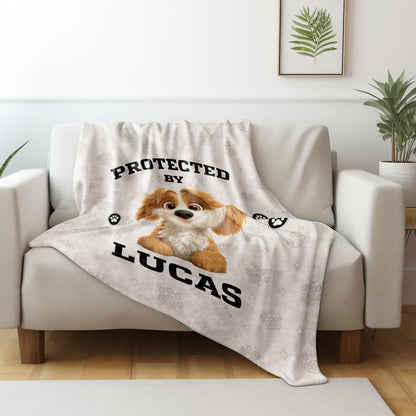 Protected By, Cute Dog And Paw Prints