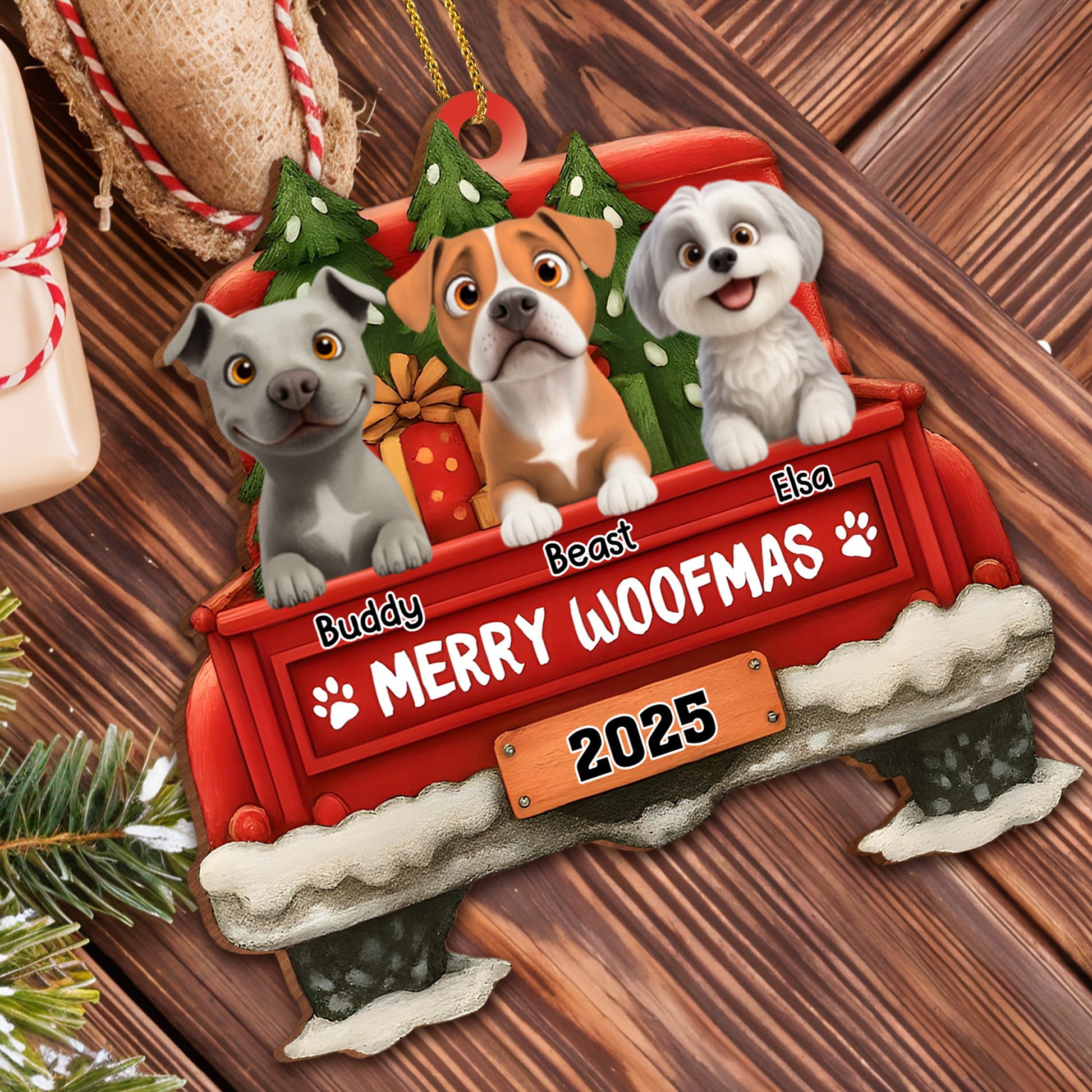 Merry Woofmas With Dogs And Sleigh