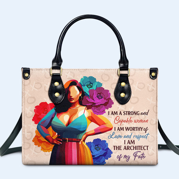 Soy una mujer fuerte y capaz - Bolso de piel personalizado - PG04