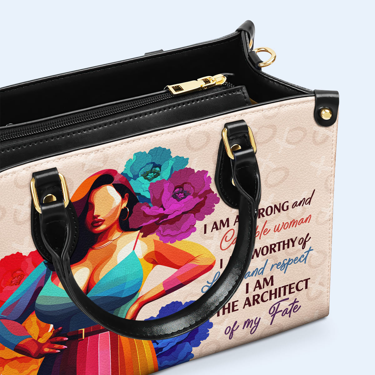 Je suis une femme forte et capable - Sac à main en cuir personnalisé - PG04