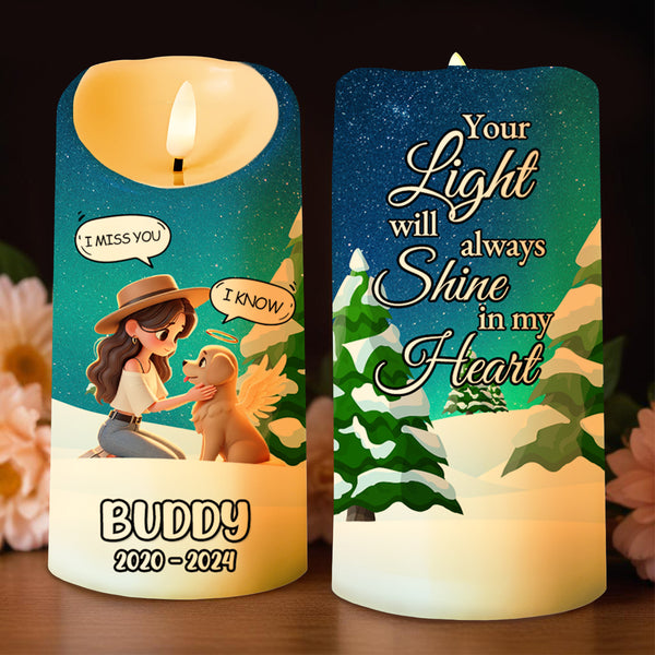 Your Light Will Always Shine in My Heart Woman and Dog