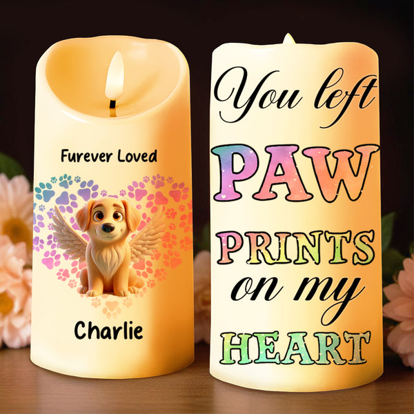 Furever Loved Paw Prints On My Heart Angel Dog Design