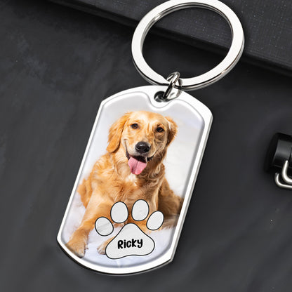 When You Miss Me Have No Fear Hold This Keychan, Dog & Paw Print - Personalized Custom Keychain - PME027_KCH