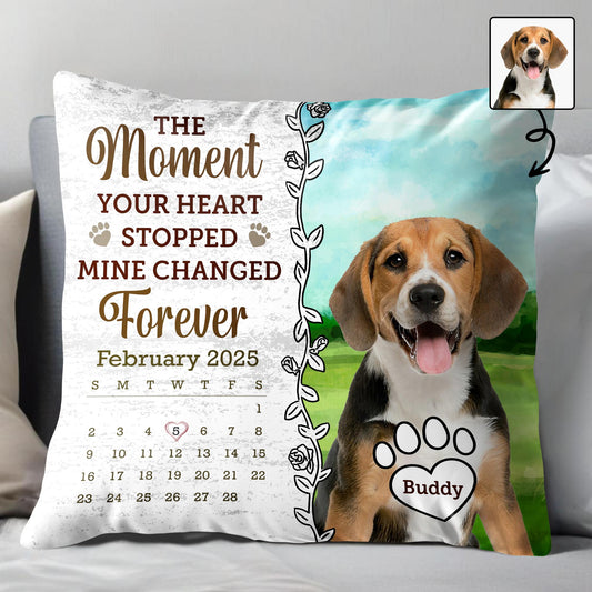 The Moment Your Heart Stopped Mine Changed Forever, Dog, Paw Prints - Personalized Custom Pillow, Insert Included - PME029_PLW