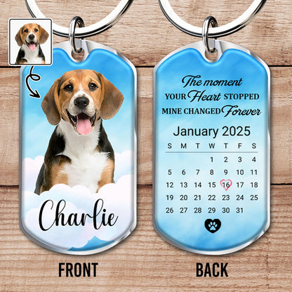 Le moment où ton cœur s'est arrêté, le mien a changé à jamais, empreinte de chien et de patte - Porte-clés personnalisé - PME033_KCH