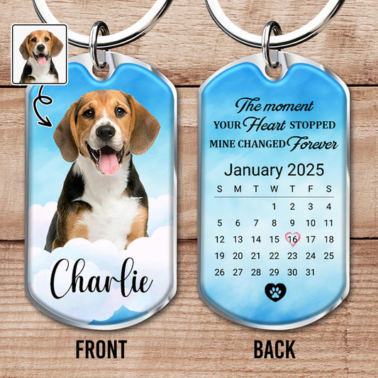The Moment Your Heart Stopped Mine Changed Forever, Dog and Paw Print - Personalized Custom Keychain - PME033_KCH
