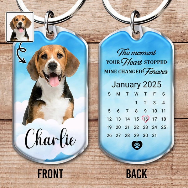 Le moment où ton cœur s'est arrêté, le mien a changé à jamais, empreinte de chien et de patte - Porte-clés personnalisé - PME033_KCH