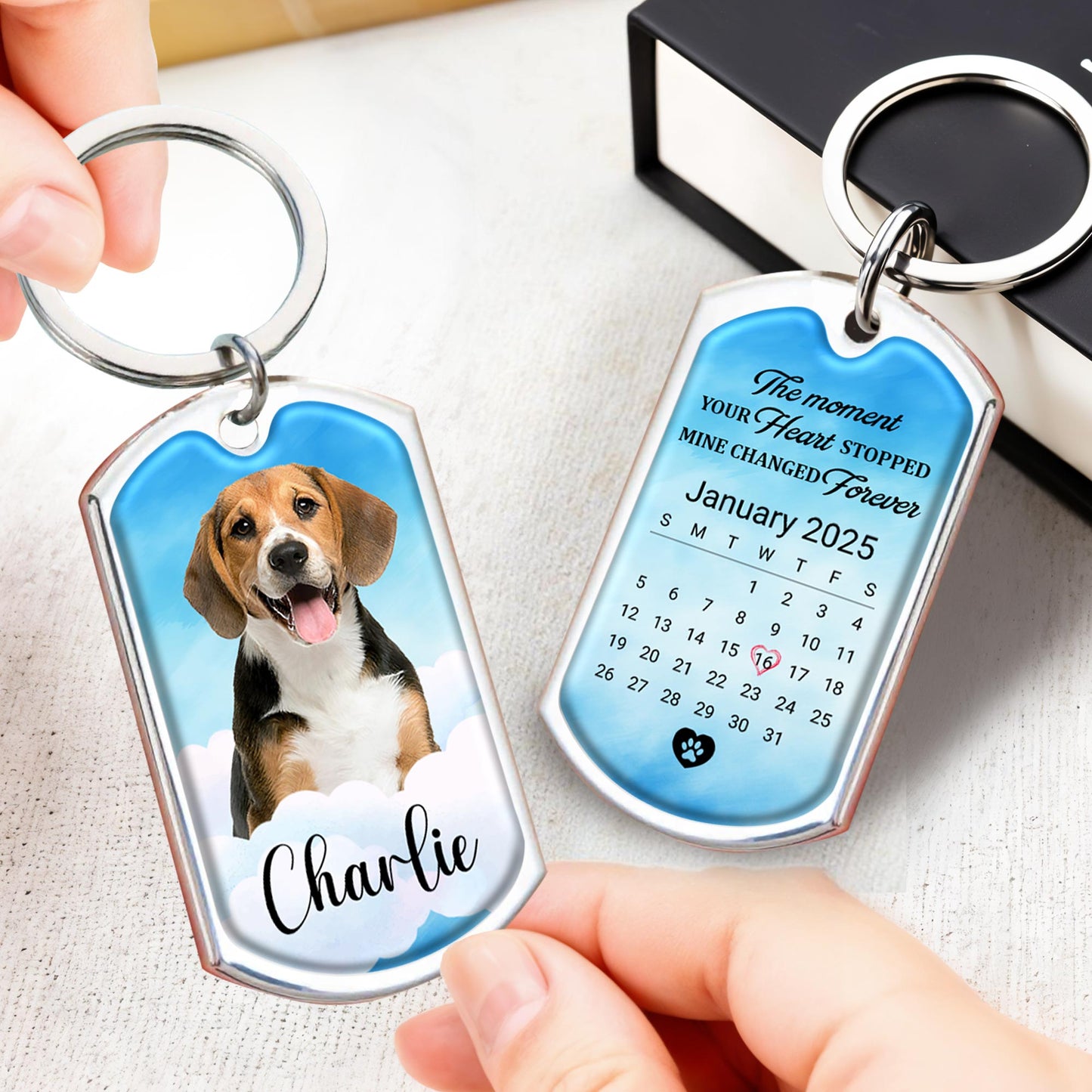 Le moment où ton cœur s'est arrêté, le mien a changé à jamais, empreinte de chien et de patte - Porte-clés personnalisé - PME033_KCH