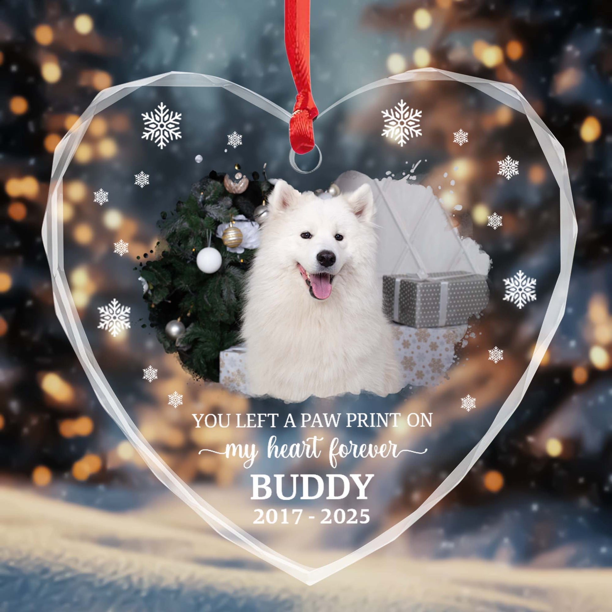 You Left A Paw Print On My Heart Forever, Dog And Snowflakes