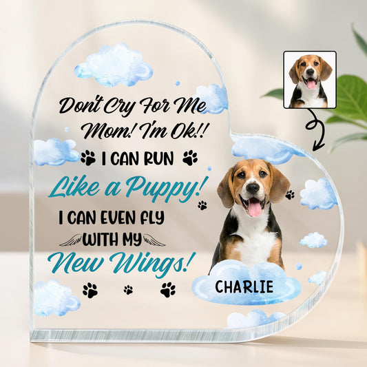 Don't Cry For Me Mom! I'm Ok!, Dog, Clouds, Paw Prints, Wings