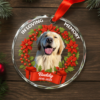 In Loving Memory Dog Poinsettias Holly Berries