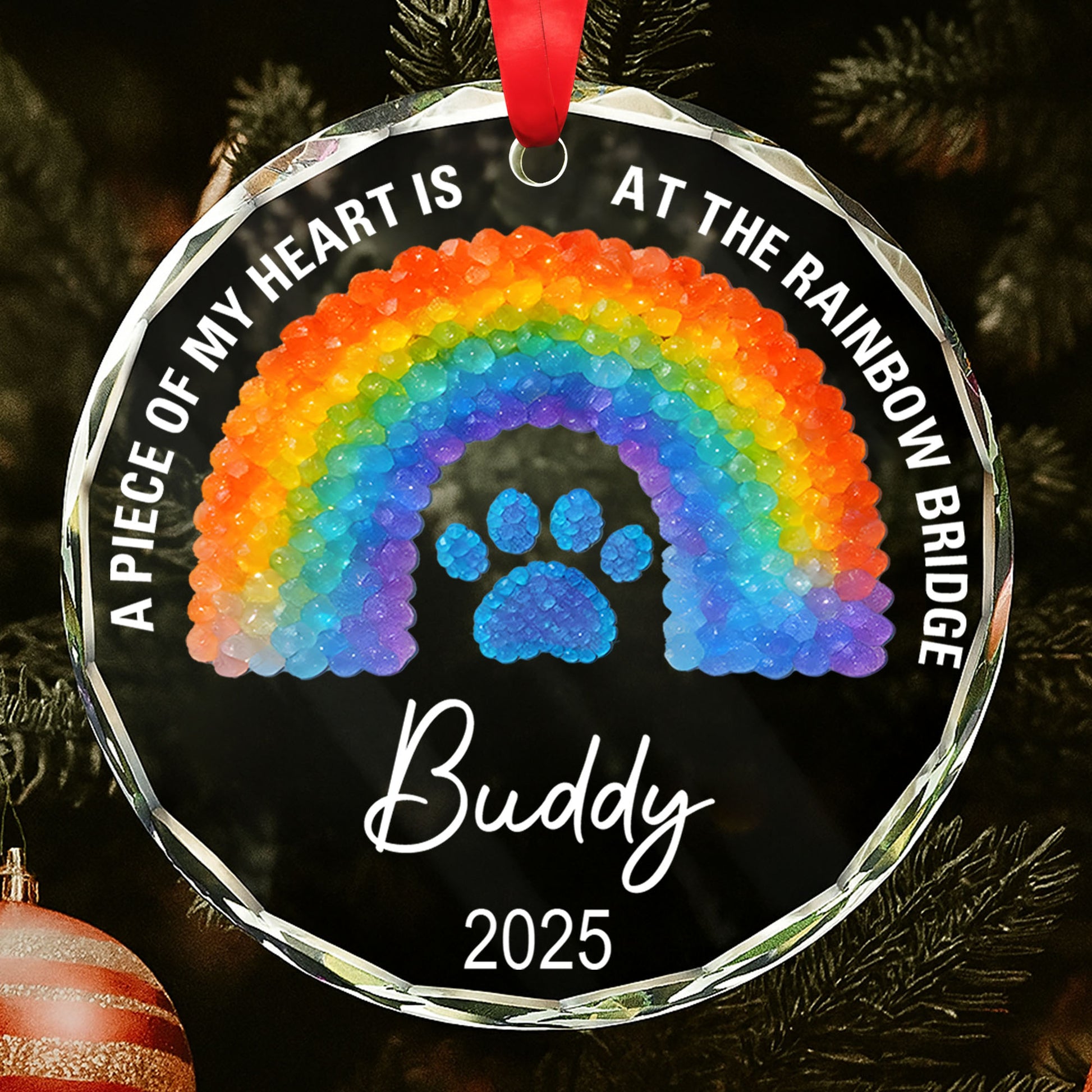 A Piece Of My Heart Is At The Rainbow Bridge, Rainbow and Paw Print