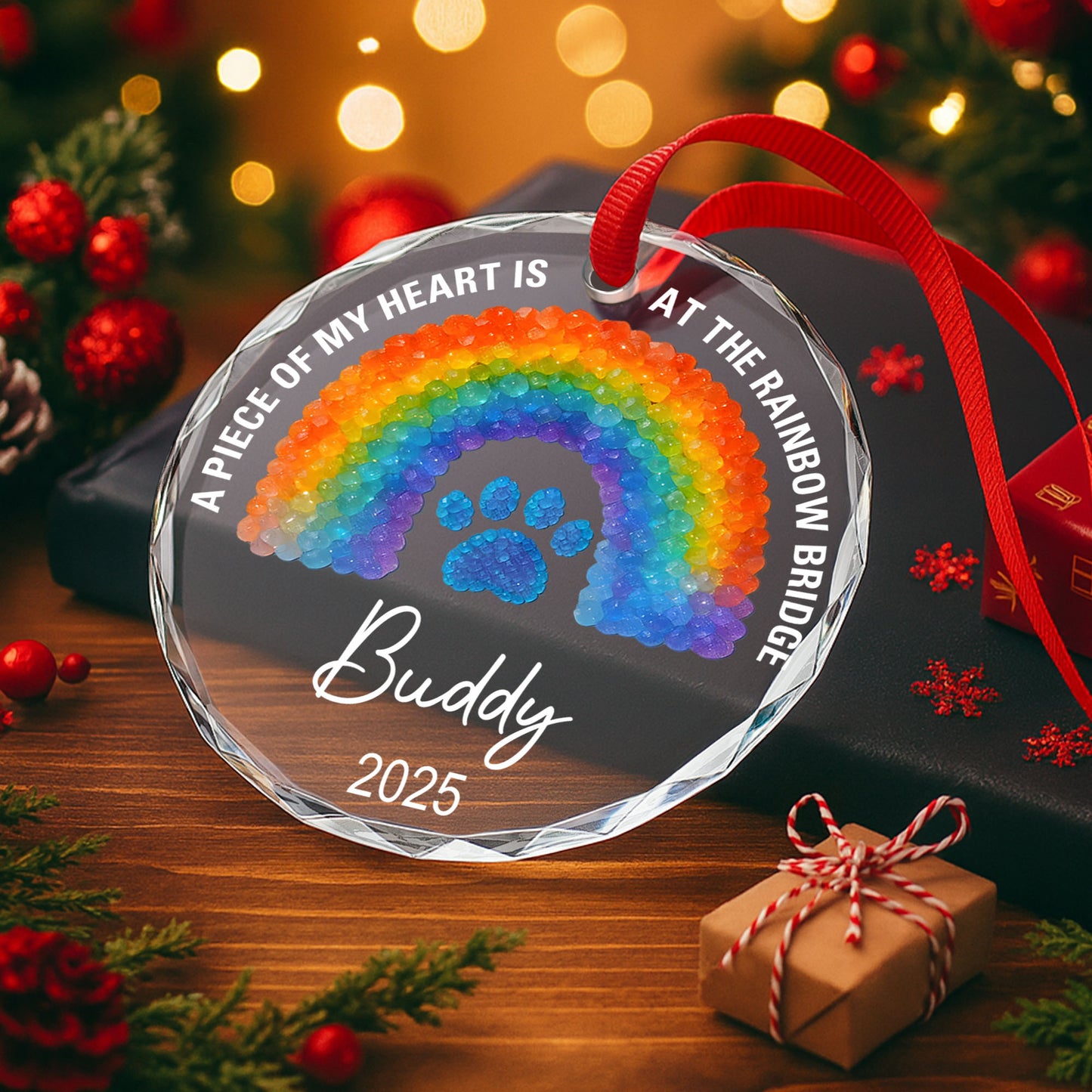 A Piece Of My Heart Is At The Rainbow Bridge, Rainbow and Paw Print